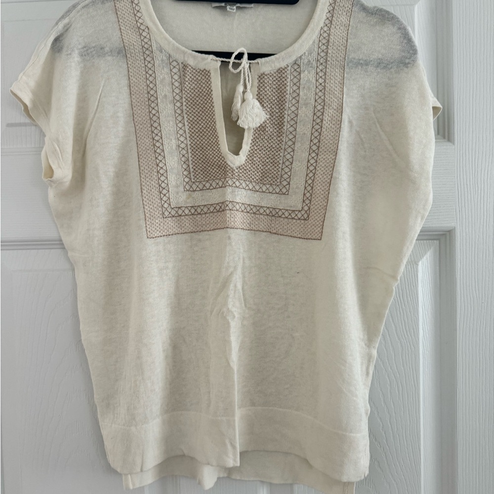 Cream Embroidered Women's Top